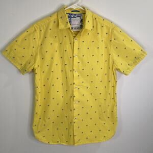 Cactus Man by Ricky Singh M Slim Fit Yellow Short Sleeve Palm Tree Pattern